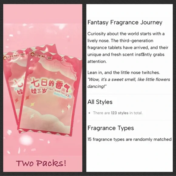 2 BLIND PACKS Baby Three 7-day scent tabs V3 Car Air freshener unopened surprise - Picture 7 of 7